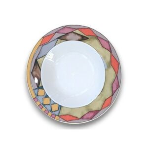 Sasaki Palazzo Paula Zanger Round Salad Serving Bowl Geometric Wide Rim 11''